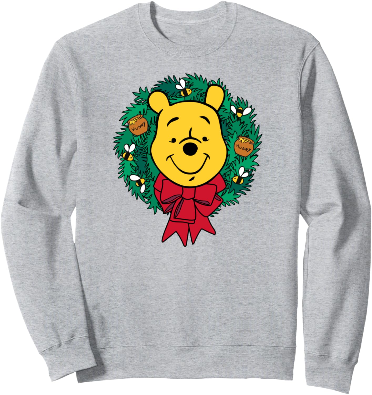 Winnie the Pooh Festive Holiday Christmas Wreath Sweatshirt